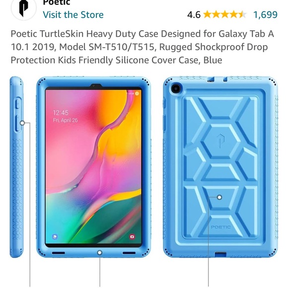Tablet Poetic TurtleSkin Designed for Galaxy Tab A 10.1 2019, Model SM-T510/T515 - Picture 5 of 8
